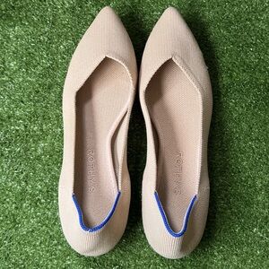 Rothy's Beige Flats with Blue Trim